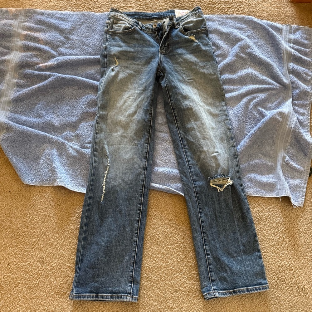 Instagram Brand Men’s Bootcut Distressed Blue Jeans